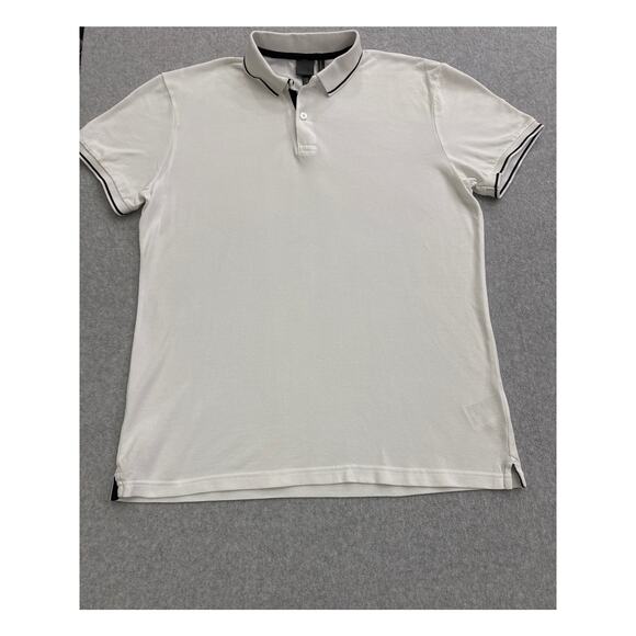 H&M Men’s White Polo Shirt with Black Trim Size Medium - Picture 2 of 8